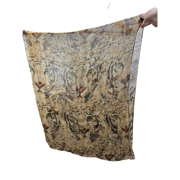 Tiger Print Sheer Infinity Scarf With‎ Green Eyes - Picture 3 of 3